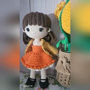Handmade Crochet Doll with Dress and Jacket NEW